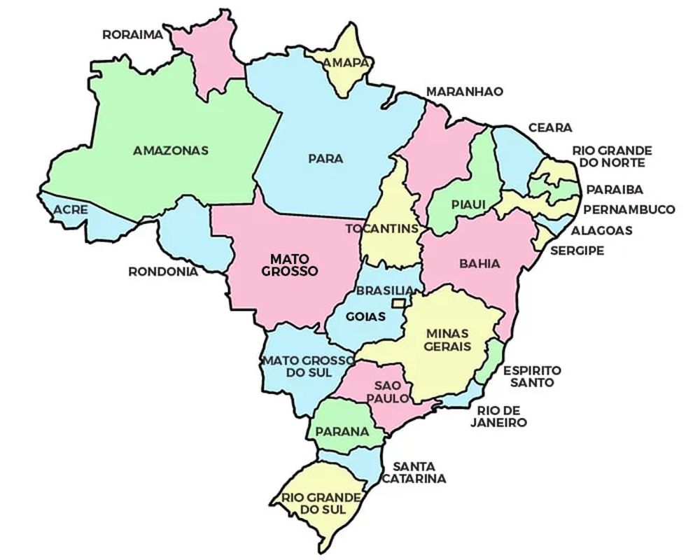 Штат в бразилии 5. Параиба штат Бразилия. Политико административное деление Бразилии. Бразилия на карте. Штаты Бразилии на карте.