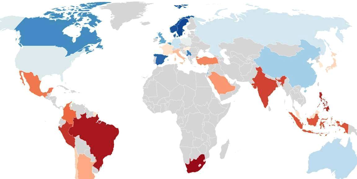 Самые необразованные страны мира (карта)