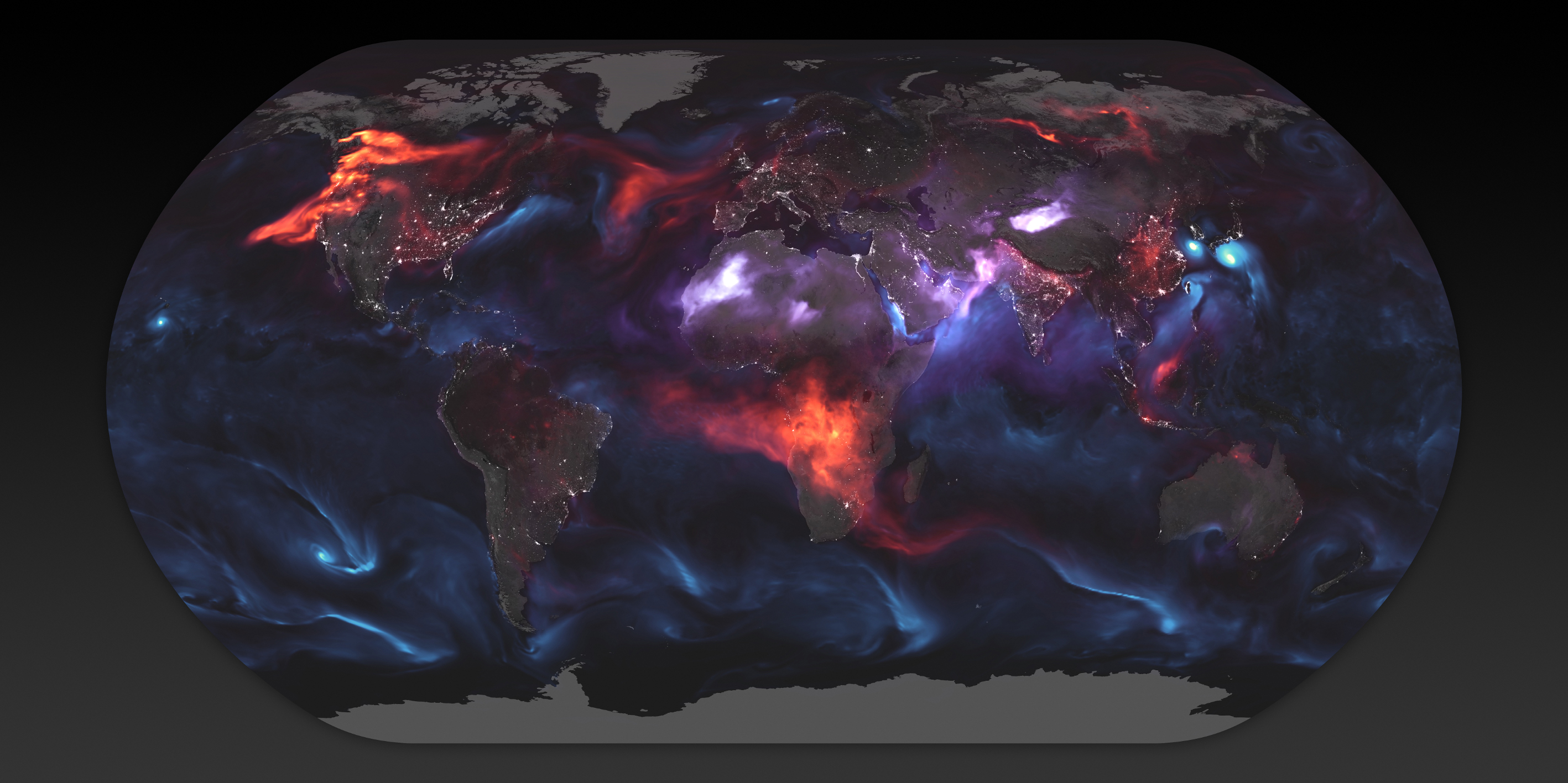 NASA показало тучи пыли над континентами.Вокруг Света. Украина