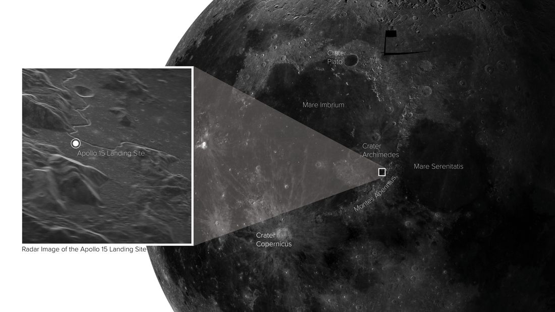 На снимке, сделанном с Земли, удалось четко увидеть место посадки Аполлона-15.Вокруг Света. Украина