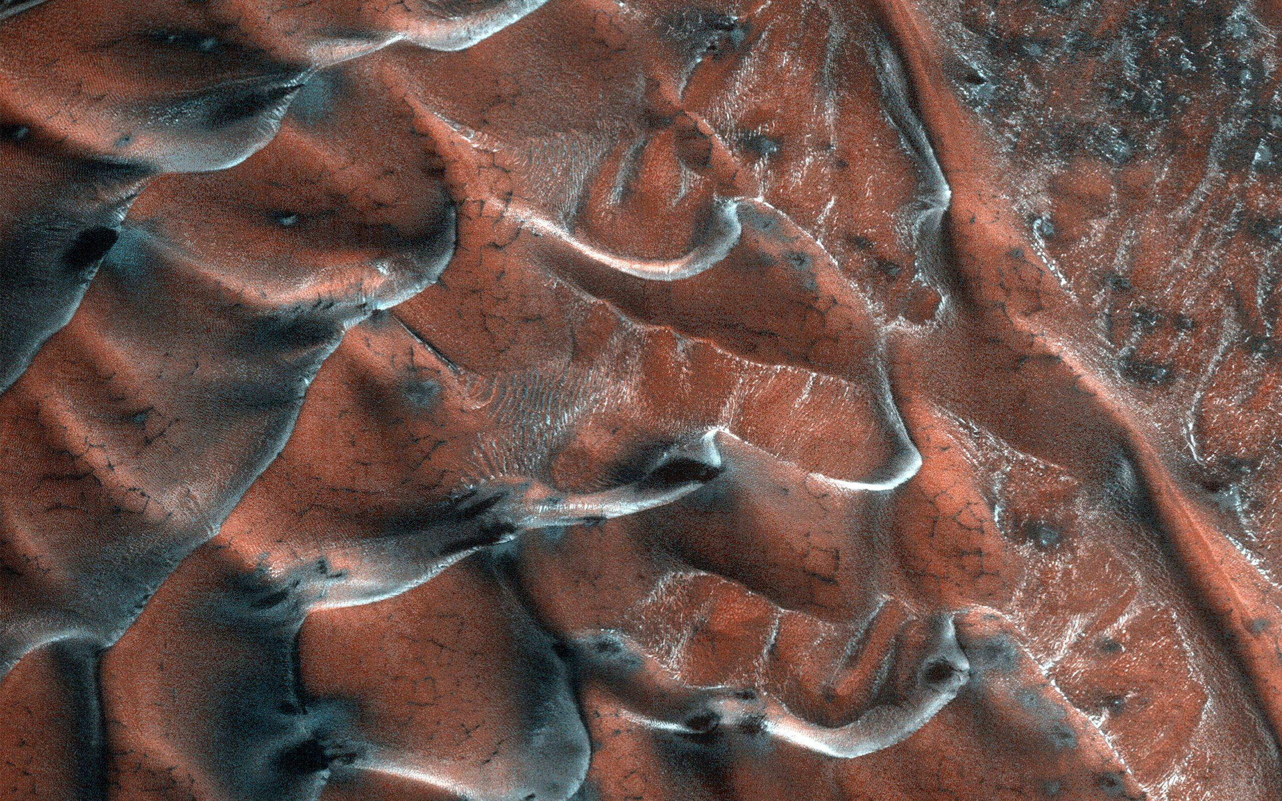 Песчаные дюны Марса посеребрила морозная седина: фото NASA