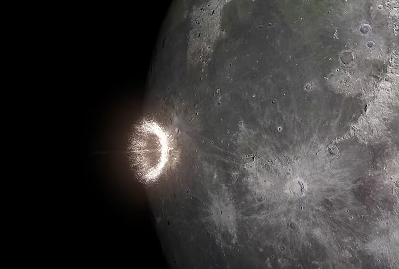 Как астероиды врезаются в Луну: видео