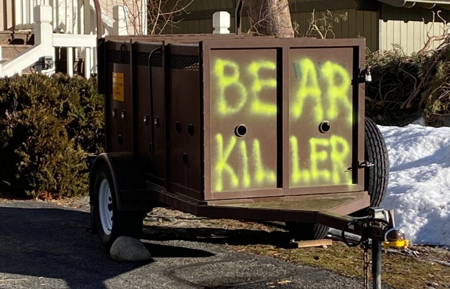 ловушка на медведя с надписью "убийца медведей"